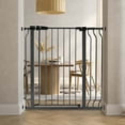 GIANNA Easy WalkThru Safety Gate for Doorways and Stairways, Fits 29.1 - 38.5 Inch Openings, With Auto-Close/Hold-Open Features, 30-inch Tall, Graphite