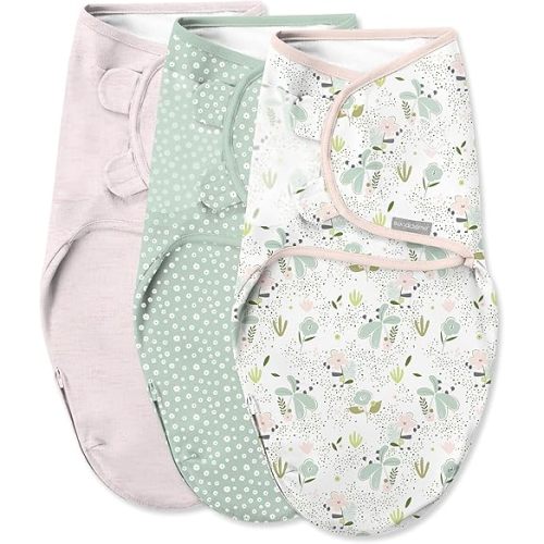 SwaddleMe by Ingenuity Original Swaddle with Easy-Change, 100% Cotton, Improves Sleep & Calms Startle Reflex, 0-3 Months, 3-Pack - Peekaboo Panda