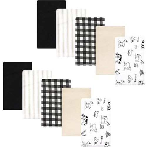 Hudson Baby Unisex Baby Cotton Flannel Burp Cloths, Neutral Farm, One Size