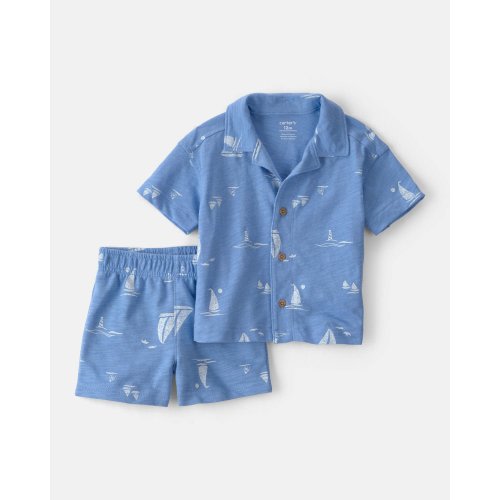 Baby Boy 2-Piece Sailboat Top & Short Set - Blue | Carter's- 3M