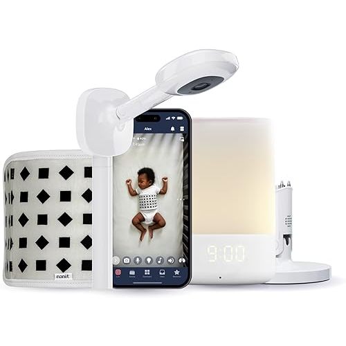 Nanit Superior Sleep Set - Includes Newborn Baby Essentials Pro Camera with Wall Mount, Travel Stand, and The Sound + Light Audio Monitoring Machine & Baby Night Light