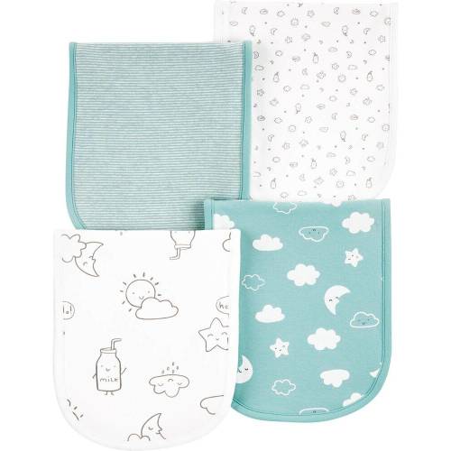 4-Pack Cloud Burp Cloths - Blue/Ivory