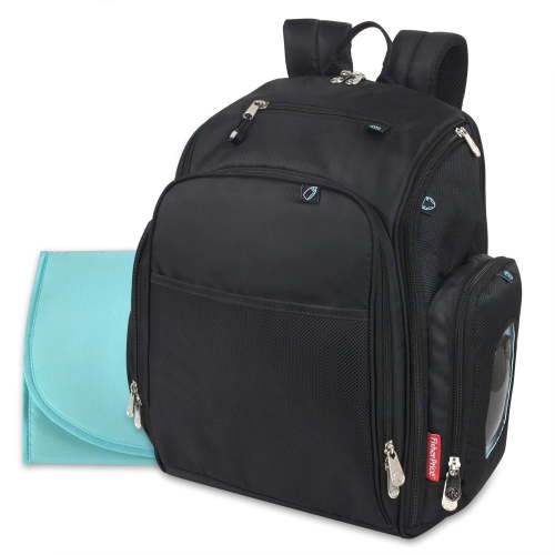 AD Sutton Baby Diaper Bag Backpack with Insulated Bottle Pockets Changing Pad Wipes Dispenser in Unisex Black