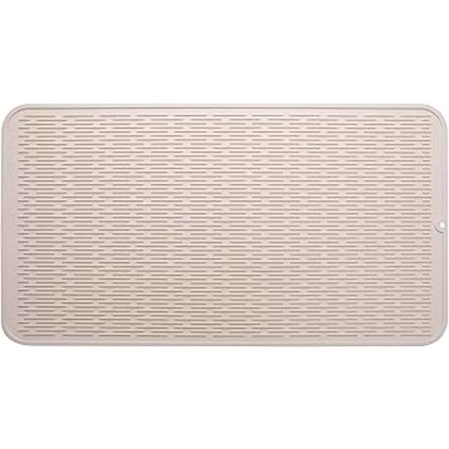 MicoYang Silicone Dish Drying Mat for Multiple Usage,Easy clean,Eco-friendly,Heat-resistant Silicone Mat for Kitchen Counter or Sink,Refrigerator or Drawer Liner Tapioca XXXXL 32 inches x 18 inches