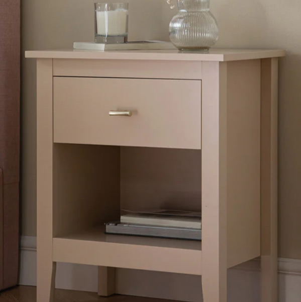 Oakham 1-Drawer Nightstand, Nude Pink