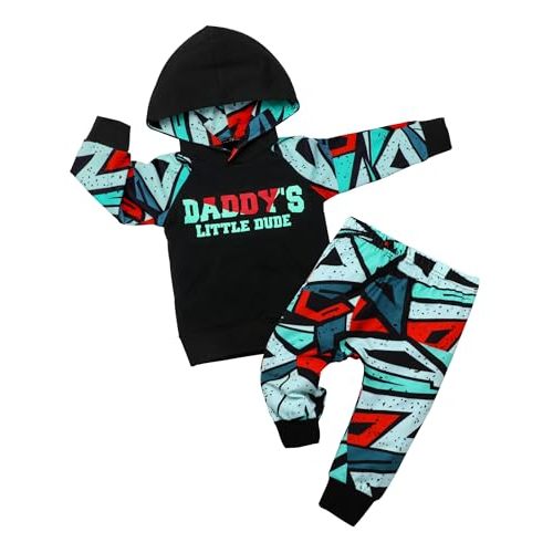 Von kilizo Toddler Baby Boy Clothes Fall Outfits Cute FashionsHoodie Sweatsuit Top+Tie-Dye Pants 2PCS Set