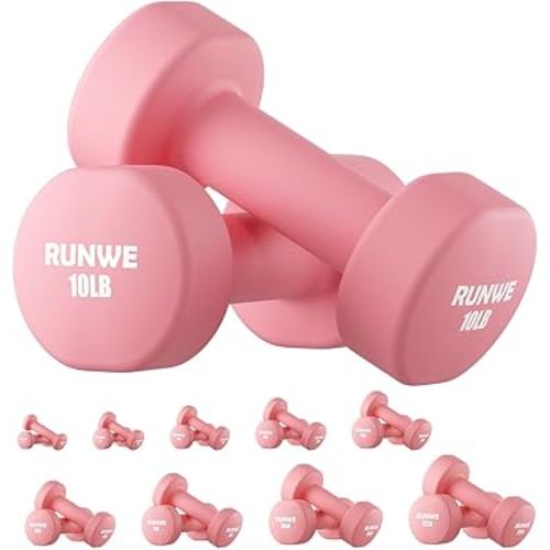 RUNWE Dumbbells Set of 2 - Cast Iron Dumbbell Pairs Options for 1 3 5 7 OR 10 LB Each, Hand Weights Sets Exercise & Fitness Dumbbell Free Weights for Child, Women, Men (Sold in One Pair Not All Sets)