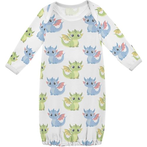 Baby Girls Boys Sleeper Gown Cotton Nightgown Long Sleeve, Baby Nightdress Sleeping Clothes for Newborn 0-12 Months