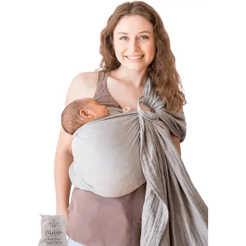Baby Sling and Ring Sling 100% Cotton Muslin Infant Carrier, Front and Chest Newborn Carrier Wrap, Toddler Carrier – Grey