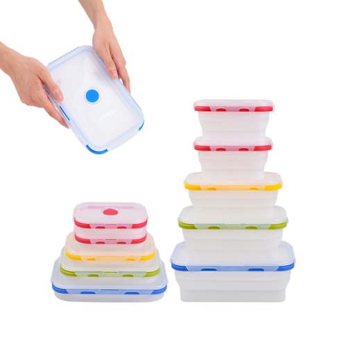 Ecoberi Collapsible Silicone Food Storage Containers, Airtight, Microwave Safe, Pack of 5, 12-40oz
