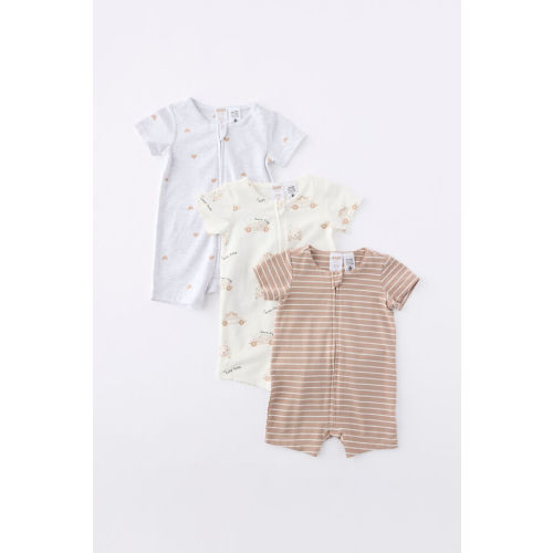 The 3Pk Short Sleeve Zip Romper