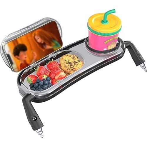 Snack Tray Compatible with UPPAbaby Vista V3/Vista V2/Vista/Cruz V3/Cruz V2/Cruz/RumbleSeat V3/V2 Stroller Tray with Dustproof Lid & Phone Stand, Quick Attachment, Folds with Stroller, Dishwasher Safe