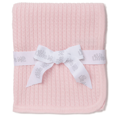 Pink Cable Knit Receiving Blanket
