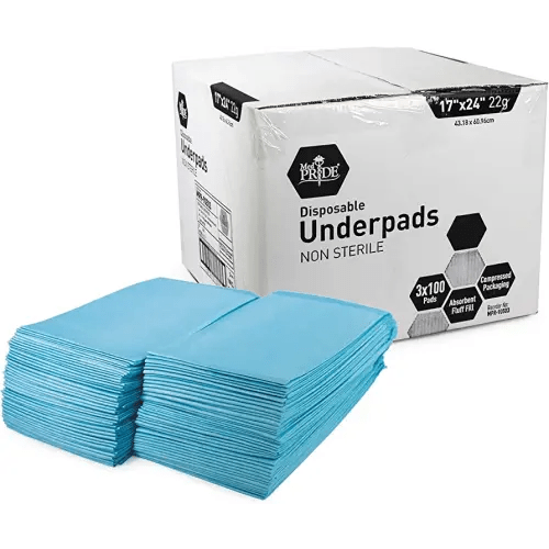 Medpride Disposable Underpads 17'' x 24'' (100-Count) Incontinence Pads, Bed Covers, Puppy Training | Thick, Super Absorbent Protection for Kids, Adults, Elderly | Liquid, Urine, Accidents