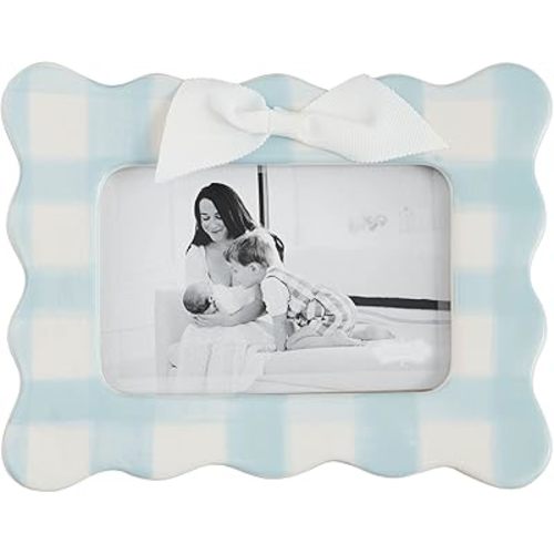 Mud Pie Vertical Blue Bow Frame; 7" x 7"