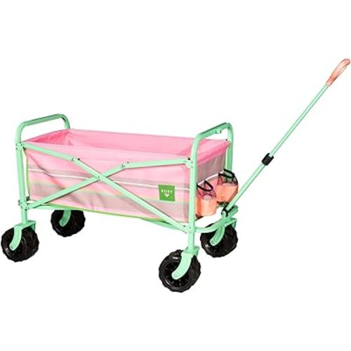 ROXY Folding Beach Wagon Cart – Heavy-Duty Collapsible Utility Wagon with All-Terrain Wheels, Large Storage Capacity, and Adjustable Handle – Ideal for Beach, Camping, and Outdoor Adventures