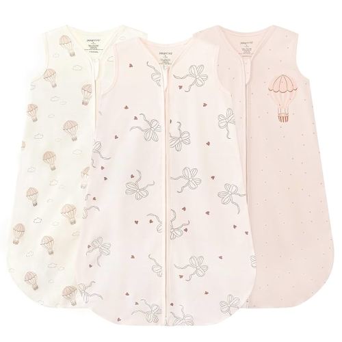 JELLYMONI Baby Sleep Sack 0-6 Months, 100% Cotton 3 Pack 0.5 TOG Baby Wearable Blanket Infant Sleep Sack with 2-Way Zipper Newborn Sleep Sacks