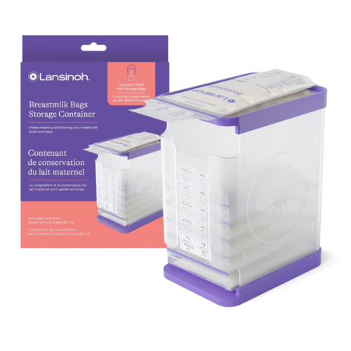 Lansinoh Breastmilk Storage Container with Quick-Freeze Tray, Stores up to 10 Breast Milk Bags, Made Without BPA/BPS, Freeze Bags Vertically and Horizontally, Includes 5 Milk Bags