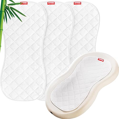 Moonsea Quilted Thicker Changing Pad Liner 3 Pack Waterproof, Fit for Changing Pad Liners are Warm On a Baby's Back Non-Slip Design Reusable Pads Machine Washable, White