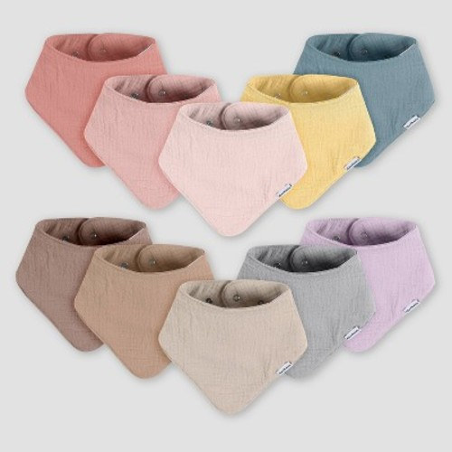 Gerber Baby 10pk Bandana Bibs, Color: Yellow/Pink/Blue