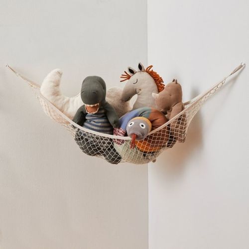 3 Sprouts Toy Hammock - Stuffed Animal Storage Net - Beige