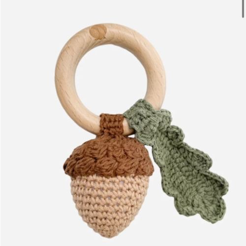 Acorn Crochet Rattle Teether
