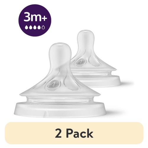 (2 pack) Philips Avent Natural Response Nipple Flow 4, 3M+, 2pk, SCY964/02