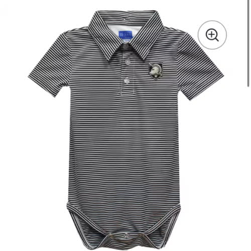 Infant Vive La Fete Black Army Black Knights Polo Pencil Stripe Bodysuit