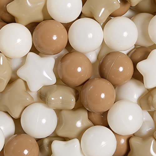 TRENDPLAY Star Ball Pit Balls for Toddlers -50 100 200 Count Star Balls Different Shapes, Non-Toxic Plastic Balls for Safe Play, Boys Girls Festival Party Decoration
