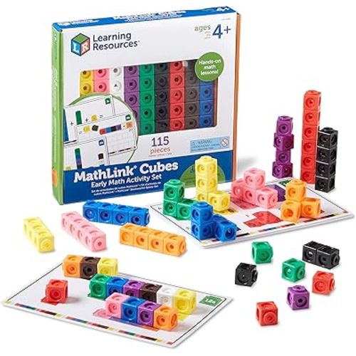 Learning Resources MathLink Cubes Early Math Activity Set - 115 Pieces, Ages 4+, Kindergarten STEM Activities, Linking Cubes, Connecting Cubes