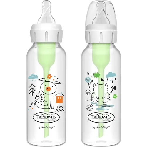 Dr. Brown's Natural Flow® Anti-Colic Options+™ Narrow Baby Bottles 8 oz/250  mL, with Level 1 Slow Flow Nipple, 4 Pack, 0m+