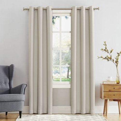 40"x54" Sun Zero Blackout Kenneth Energy Saving Grommet Curtain Panel Cream