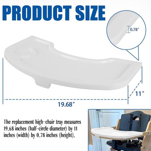 Baby High Chair Tray Competible with Abiie Beyond Junior Wooden High Chair Removable Baby Feeding Tray for Abiie Adjustable High Chair Tray for Babies Toddlers - BPA-Free Plastic - White