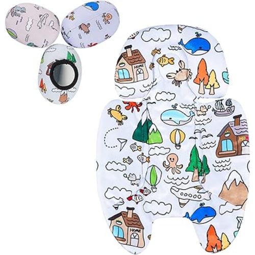 Mamaroo Newborn Insert and 3Pcs Mamaroo Replacement Toy Balls, Breathable Reversible Mamaroo Infant Insert Compatible with 4moms Mamaroo Baby Swing & RockaRoo, Head & Body Support, Machine Washable