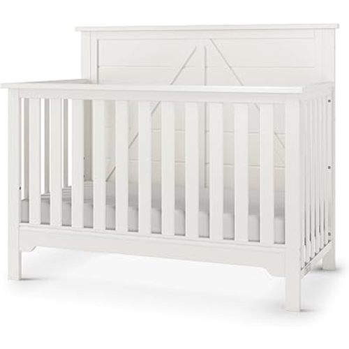 Child Craft Woodland 4-in-1 Convertible Crib, Baby Crib Converts to Day Bed, Toddler Bed and Full Size Bed, 3 Adjustable Mattress Positions, Non-Toxic, Baby Safe Finish (Brushed Cotton)
