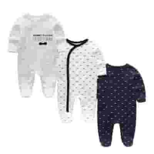 Zavbaby Unisex Newborn 3 Pieces Sleep´N Play Footed Pajamas Cotton Cartoon Rompers Infants Outfit ,Size:0-12Months