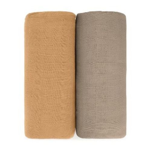 Muslin Swaddle Blankets Neutral Receiving Blanket For Boys And Girls By Comfy Cubs - Pack of 2 - Cedar and Caramel