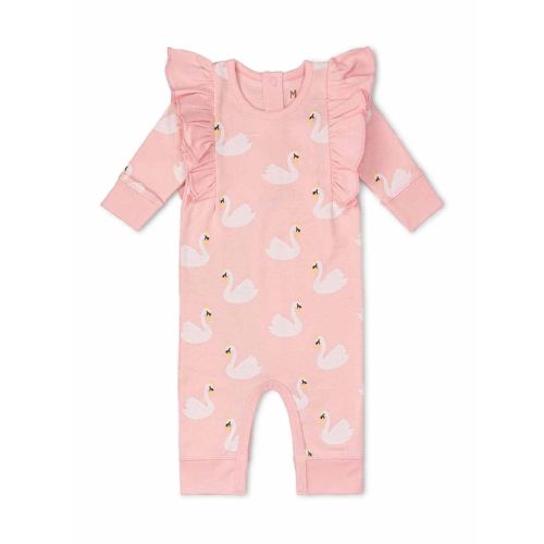 M+A by Monica + Andy Organic Cotton Baby Gender Neutral Long Sleeve Double Ruffle Romper, Sizes Newborn - 9 Months