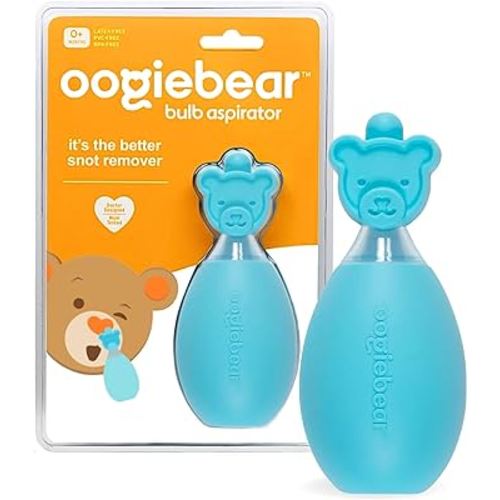 oogiebear: Baby Nasal Aspirator - Safe Booger & Earwax Remover for Newborns, Infants, Toddlers - Better Syringe, Airtight Suction, Nose Sucker - Essential Baby Stuff, Diaper Bag Must-Haves, Blue
