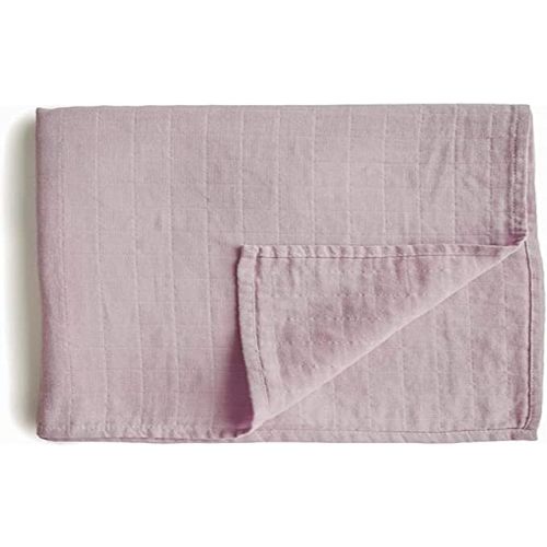 mushie Muslin Baby Swaddle Blanket | 100% Organic Cotton (Soft Mauve)