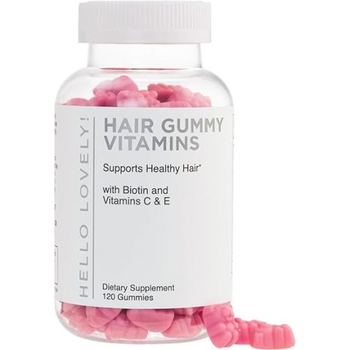 Hair Vitamin Gummies with Biotin 5000 mcg - Vitamins E, C & Zinc, Hair Growth Supplement for Women & Men, Non-GMO & Gluten-Free, Stronger, Beautiful Hair, Skin & Nails Vitamins - 120 Gummy Bears