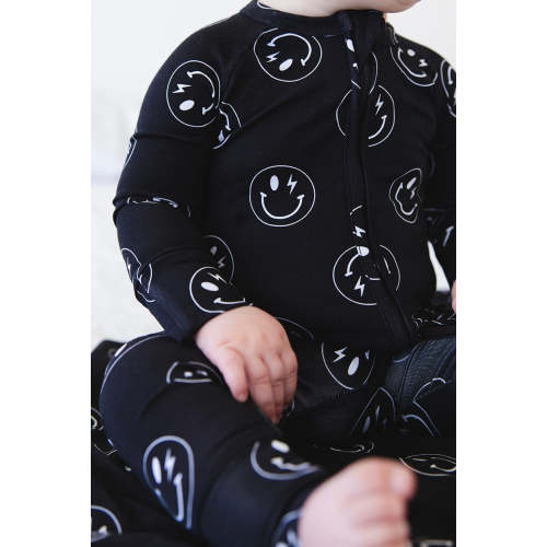Travolta (black) - Zippy Zipper Romper – August + Willow