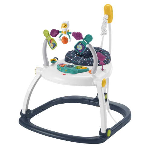 Fisher-Price Baby Bouncer Activity Center Jumperoo SpaceSaver, Lights & Sounds, Astro Kitty