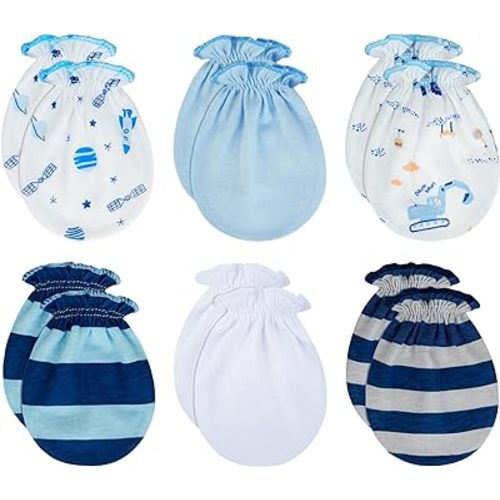 RATIVE No Scratch Mittens and Caps 100% Cotton for Newborn Baby 0-6 Months Boys Girls