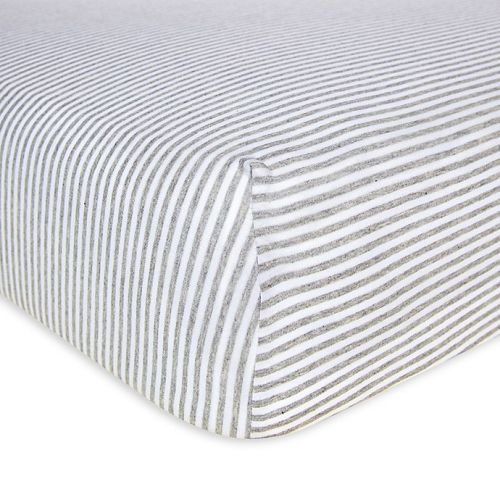 Burt's Bees Baby® Bee Essentials Stripe Organic Cotton Fitted Crib Sheet in Heather Grey