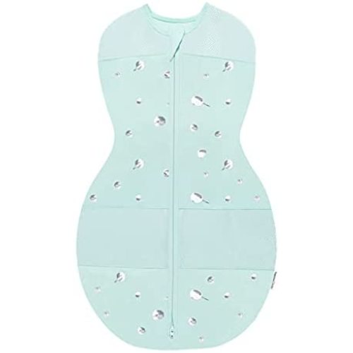 Happiest Baby Sleepea 5-Second Swaddle - 100% Organic Cotton Baby Swaddle Blanket - Doctor Designed Promotes Healthy Hip Development (Teal Planets, Small)
