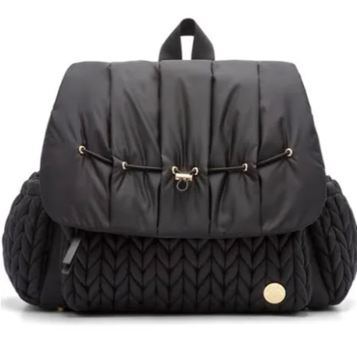 Levy Stylish Diaper Backpack - Black Herringbone