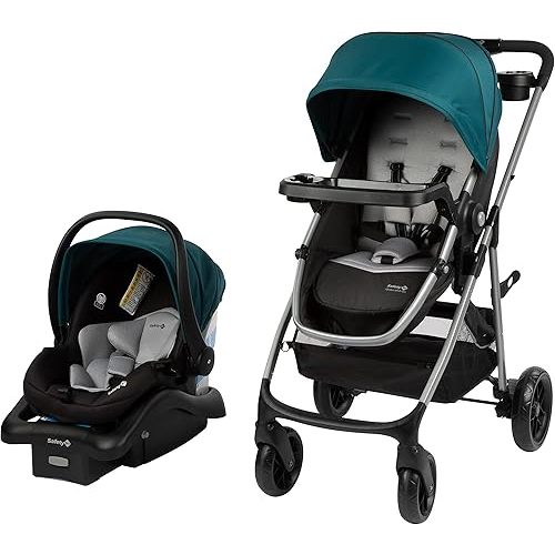 Safety 1st Grow and Go Flex 8-in-1 Car Seat Stroller Combo, Baby Stroller Travel Systems for Infants 4-30 lbs, Stroller and Carseat Combo Set, Forest Tide