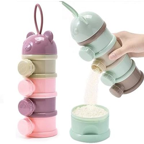 2 PCS 4-Layer Baby Milk Powder Dispenser, Stackable Formula Container for Travel, Portable Snack Storage Box
