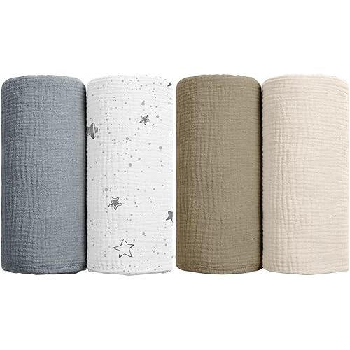 lulumoon Muslin Swaddle Blanket + Muslin Swaddle BlanketStarry Sky Gray Print